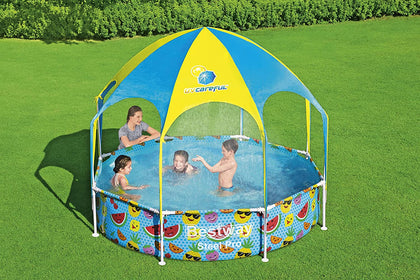 Bestway 2.44m x 51 cm Steel Pro UV Careful Splash-in-Shade Play Pool