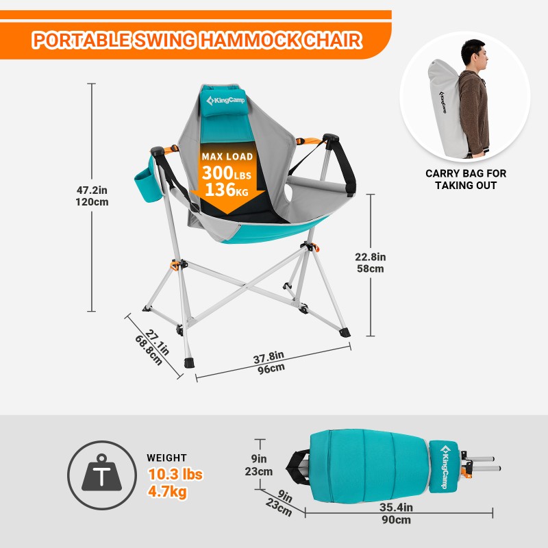 KingCamp Hammock Camp Recliner Chair Cyan/Grey – Campnsea