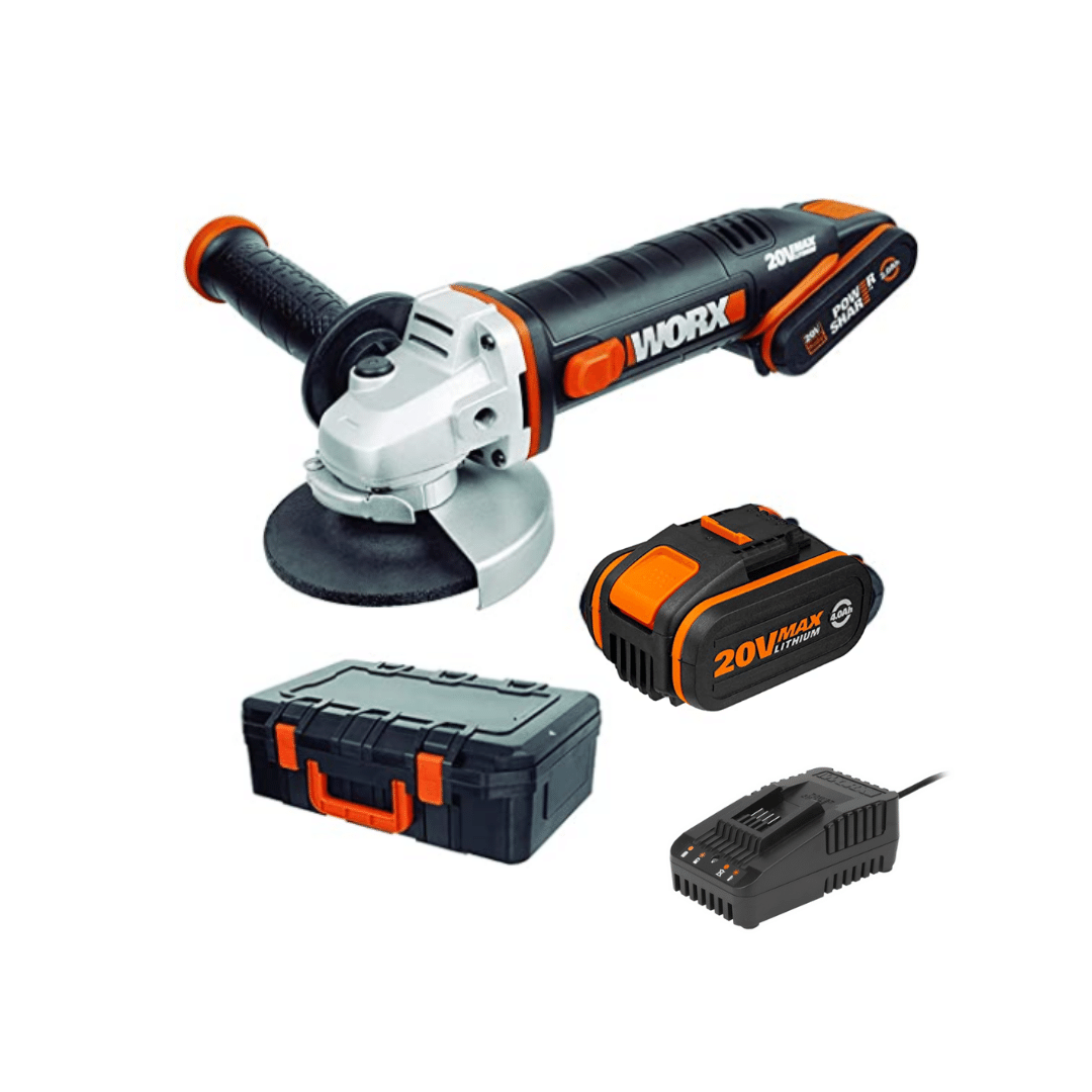 Worx 20V 115mm Angle Grinder with 4.0Ah Battery and Charger