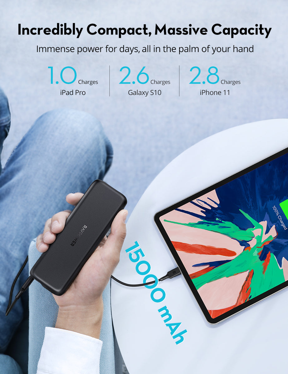 pd pioneer 15000mah 18w portable charger usb c power bank