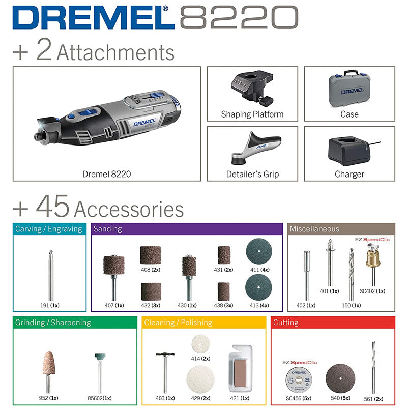 Dremel 8220 multitool 45 accesories+case