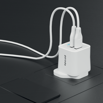 Porodo Dual Port Wall Charger 2.4A With 1.2m Lightning Cable