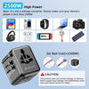Travelest Universal Travel Adapter GaN 35W with 3 USB-C & 2 USB-A, AC 2500W, Works with 200+ Countries