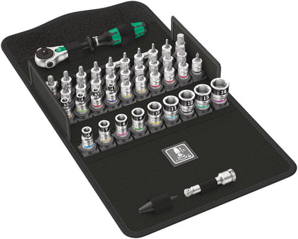 Wera 8100SA All - In Zyklop Speed Metric Ratchet HF - Socket & BitSocket Set + Tool Pouch 42pc