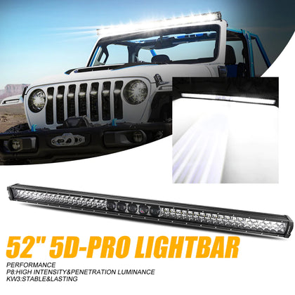 Aux beam 52'' 5D-PRO Series 55000LM  Spot Beam Off Road Led Light Bar