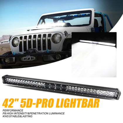 Aux Beam 42'' 5D-Pro Series Led Light Bar With 5D Projectors