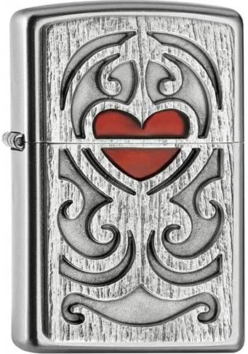 Zippo Lighter Pl205 Wood Carving Hear Emblem