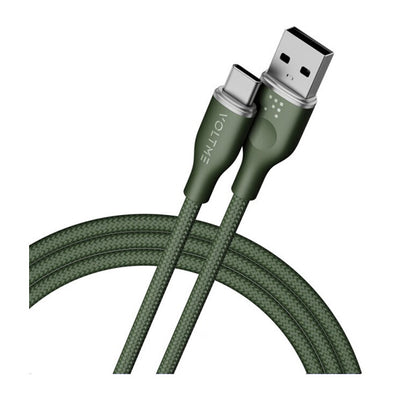 Voltme Powerlink Rugg Double Nylon Cable USB A to Type C 3A / 1M (60W) Green