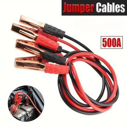 Car 12V Negative Positive Battery Charger Power Cable Clamp Alligator Clip Cable Heavy-Duty Jumper Cables: 500AMP 12 Gauge 182.88cm Booster Cables