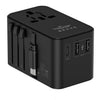 محول سفر عالمي من Brave، شاحن سريع GaN3 بقدرة 45 واط مع كابل قابل للسحب من نوع C و2 منافذ USB-A وواحد من نوع C، أقصى قدرة 2500 واط، موديل BTC-34 - أسود