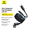كابل شحن سريع مغناطيسي من السيليكون السائل من Baseus PicoGo USB-C إلى USB-C بقوة 240W وطول 1 متر - أسود كونيكسي