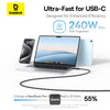 كابل شحن سريع مغناطيسي من السيليكون السائل من Baseus PicoGo USB-C إلى USB-C بقوة 240W وطول 1 متر - أسود كونيكسي