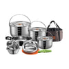 طقم أدوات الطهي من الفولاذ المقاوم للصدأ من Campingmoon - MC240