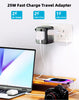 Travelest Universal Travel Adapter GaN 25W with 2 USB-C & 1 USB-A, AC 2500W, Works with 200+ Countries