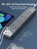 RAVPower RP-PC1039 4 Outlets Power Strip Gray UK Version 3m with USB Port