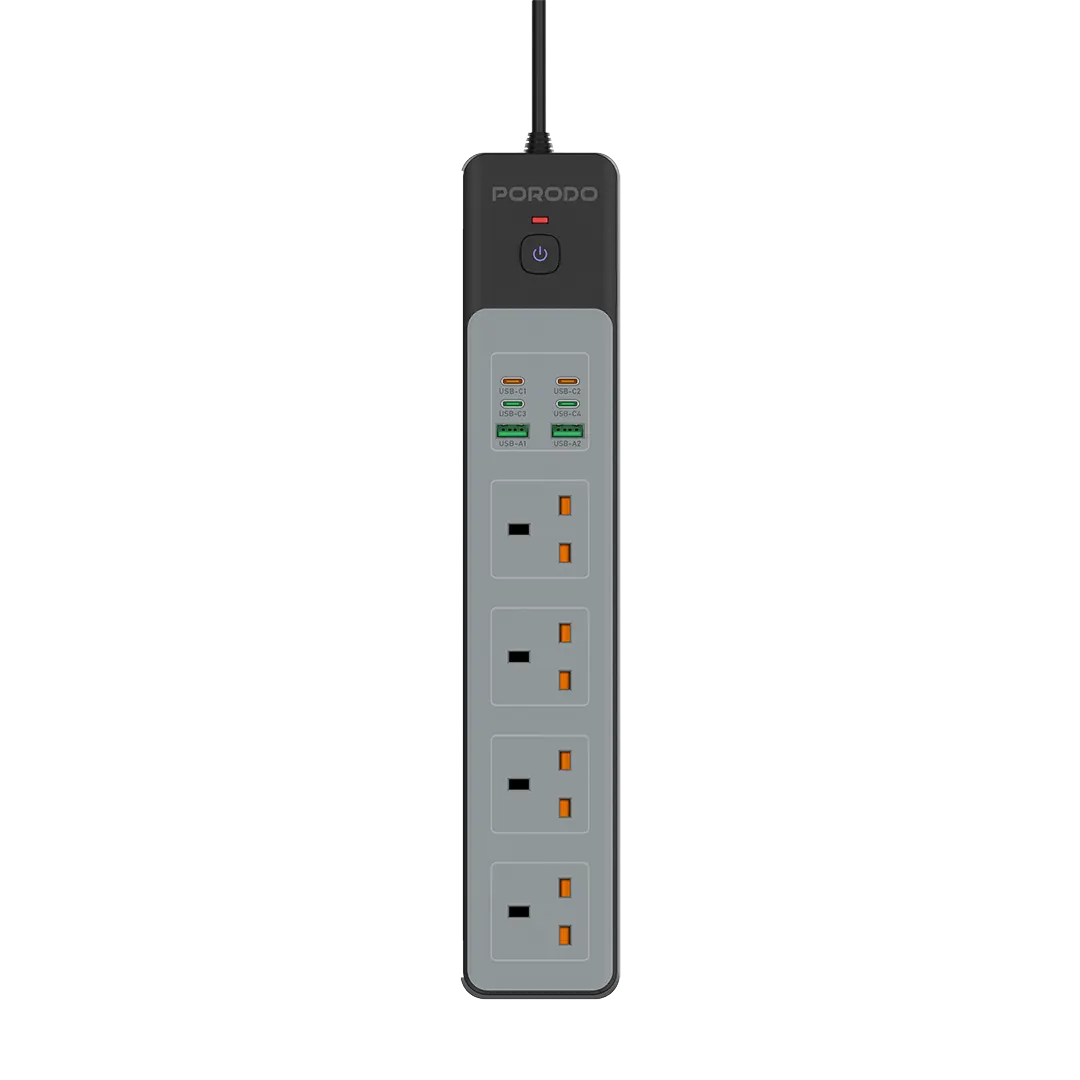 Porodo 3AC | 45W | 300W Power Strip Fwc052 - Black