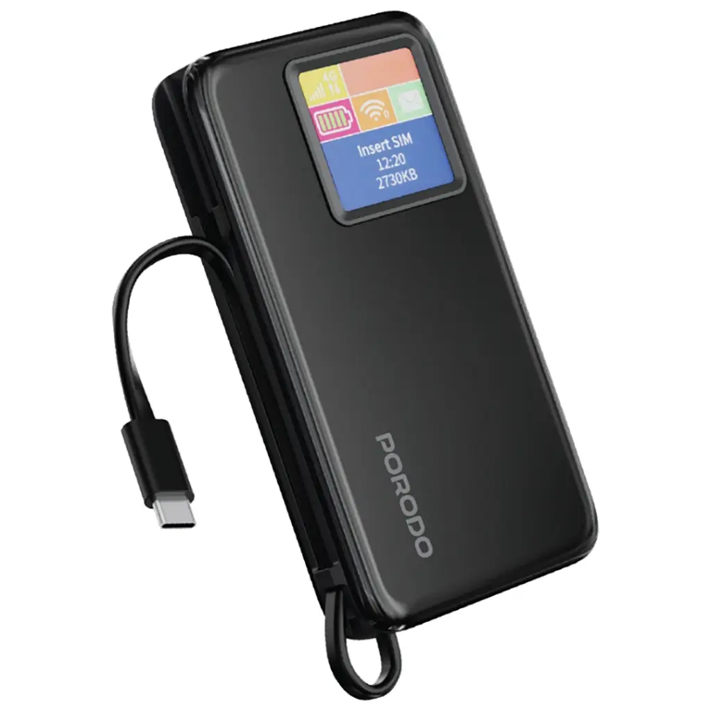 Porodo 4G LTE | WIFI 6 Pocket Router and 10000mAh Power Bank