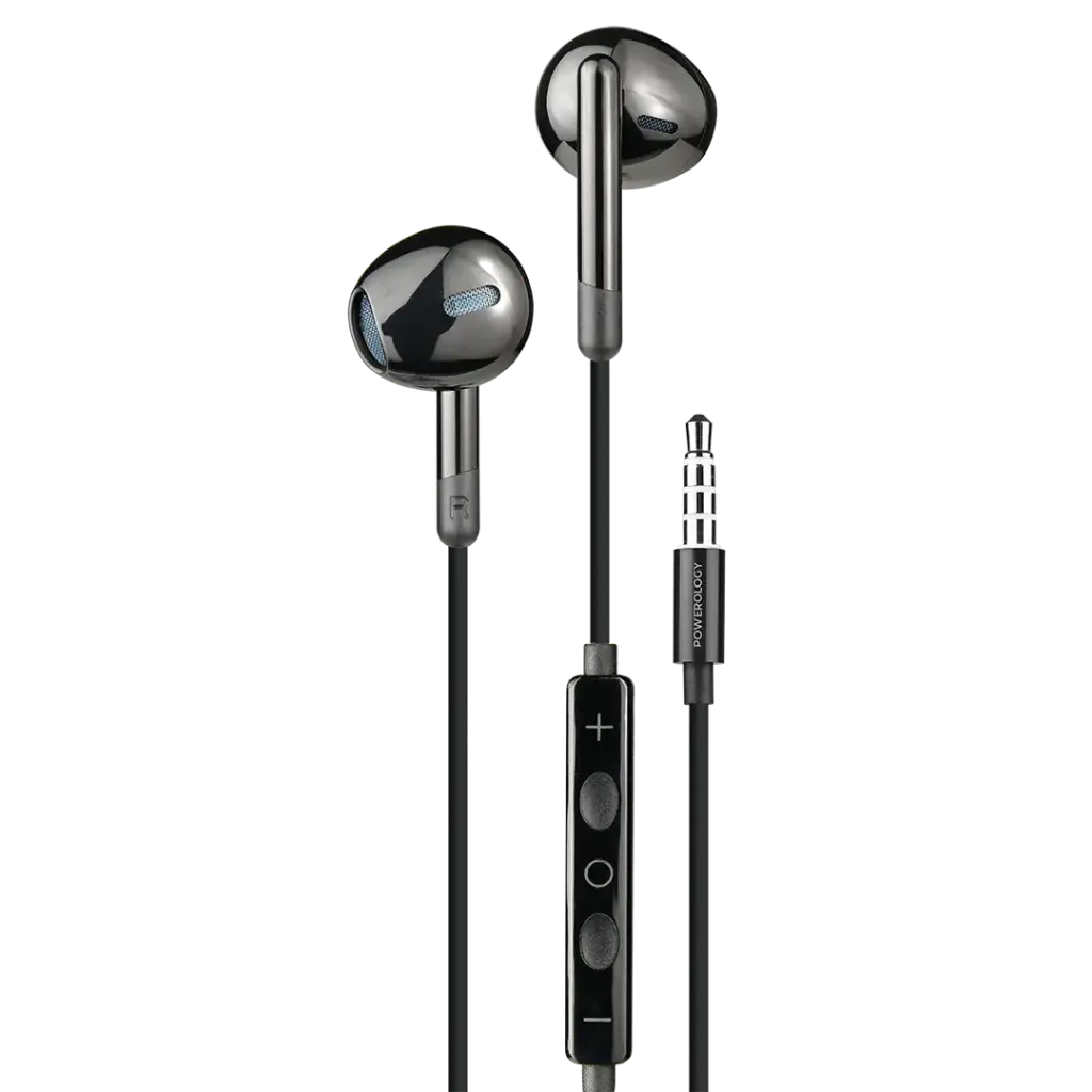 Powerology 3.5mm AUX InEar Stereo Earphones with Intuitive In-Line Control Buttons