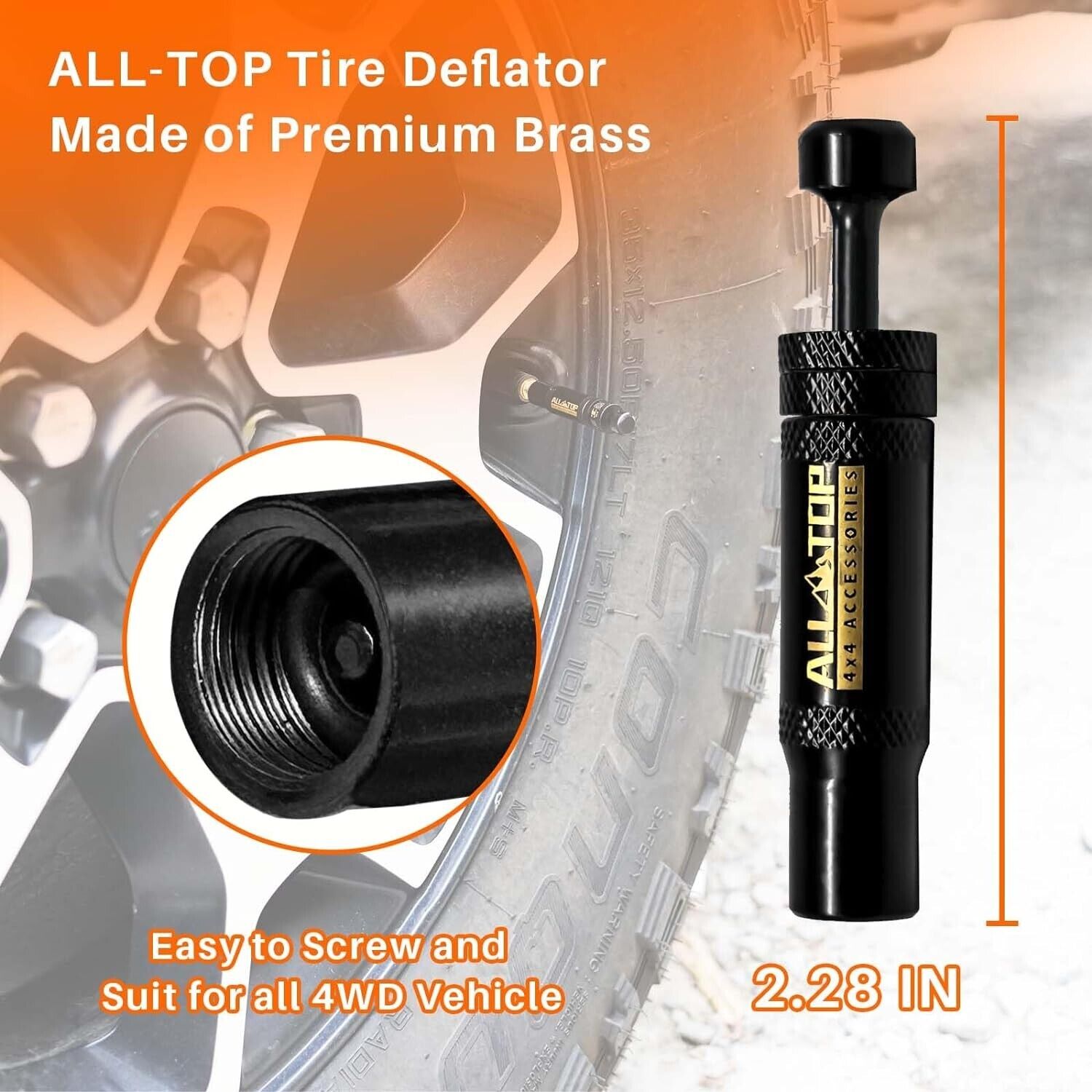 All-Top Adjustable Auto-Stop Tire Deflator Valve Kit (10-30 PSI) 4