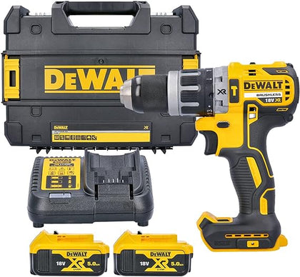 Dewalt 18V Compact Hammer Drill, 2 X 5.0AH Batteries, Charger And Kit Box