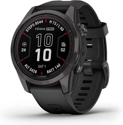 Garmin - Fenix 7S Pro Sapphire Solar Edition Black DLC Titanium with Black Band