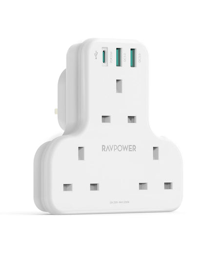 Rav Power - RP-PC1036 PD Pioneer 20W 3 port charger White UK Version with 3 AC plug