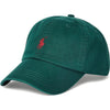 Polo Cotton Chino Ball Cap Dark Green Pony Red Logo