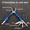 9 In 1 Foldable Pocket Mini Pliers Multifunctional tool with LED Lamp Portable Flashlight Screwdriver Bottle Opener for Camping