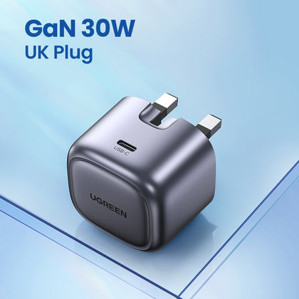 Ugreen Nexode 30W USB-C PD GaN Fast Charger UK -folding foot (Black) CD305