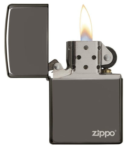 Zippo Lighter Black Ice With Logo