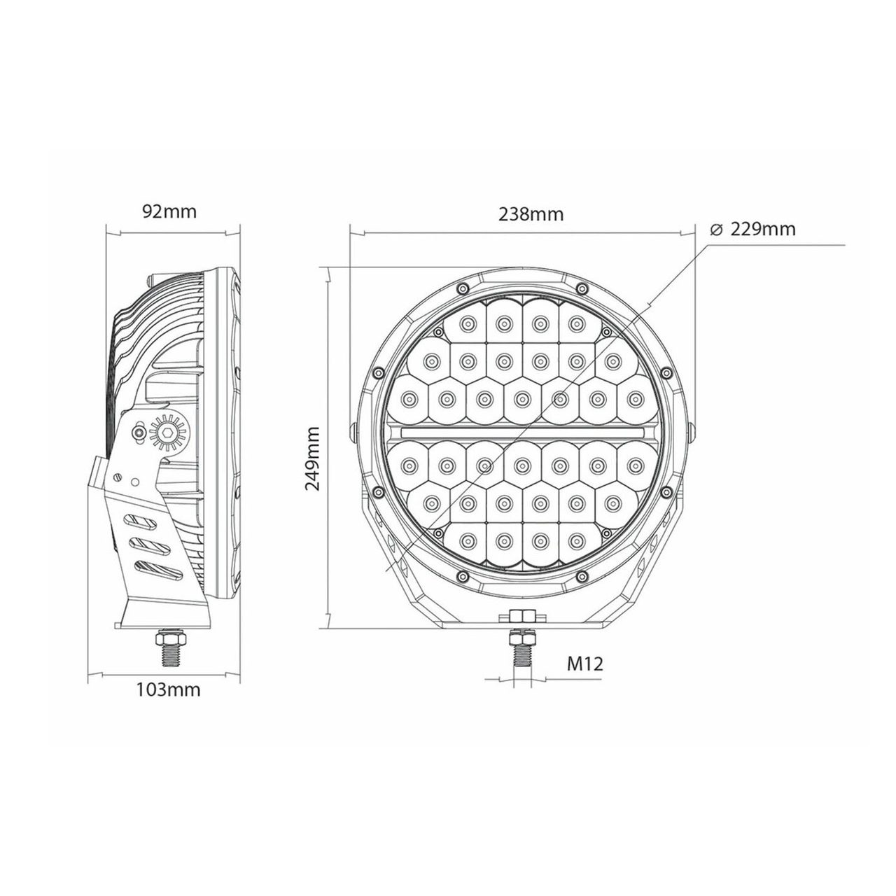102W METEOR 9″ LED WITH DAYTIME RUNNING LIGHT
