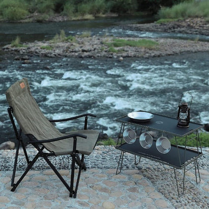 Campingmoon Foldable Canvas Camping Low Style Chair - Blue