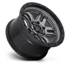 FUEL | D701 أمو | 17×9 6X5.5 إزاحة 1مم | رمادي مطفي / أسود مع حلقة حبيبات