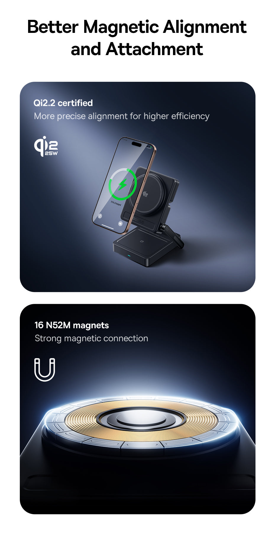Baseus PicoGo AF21 Portable 3-in-1 Qi2.2 Wireless Charger 35W - Cosmic Black