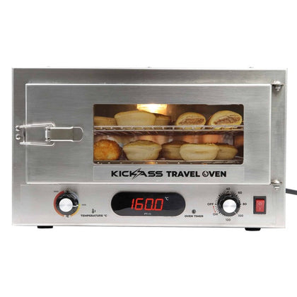 Kickass - 12V 130W Portable Travel Oven Small - Glass Door and Thermometer - TOK