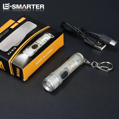 Mini LED Keychain Light Portable Luminous Small EDC Flashlight Outdoor 10 Lighting Modes Waterproof Camping Warning Strong Torch