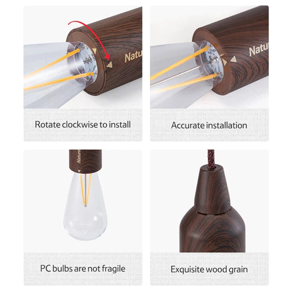 Naturehike LED Outdoor light Wood Grain Bubble Lamp - USB Type
