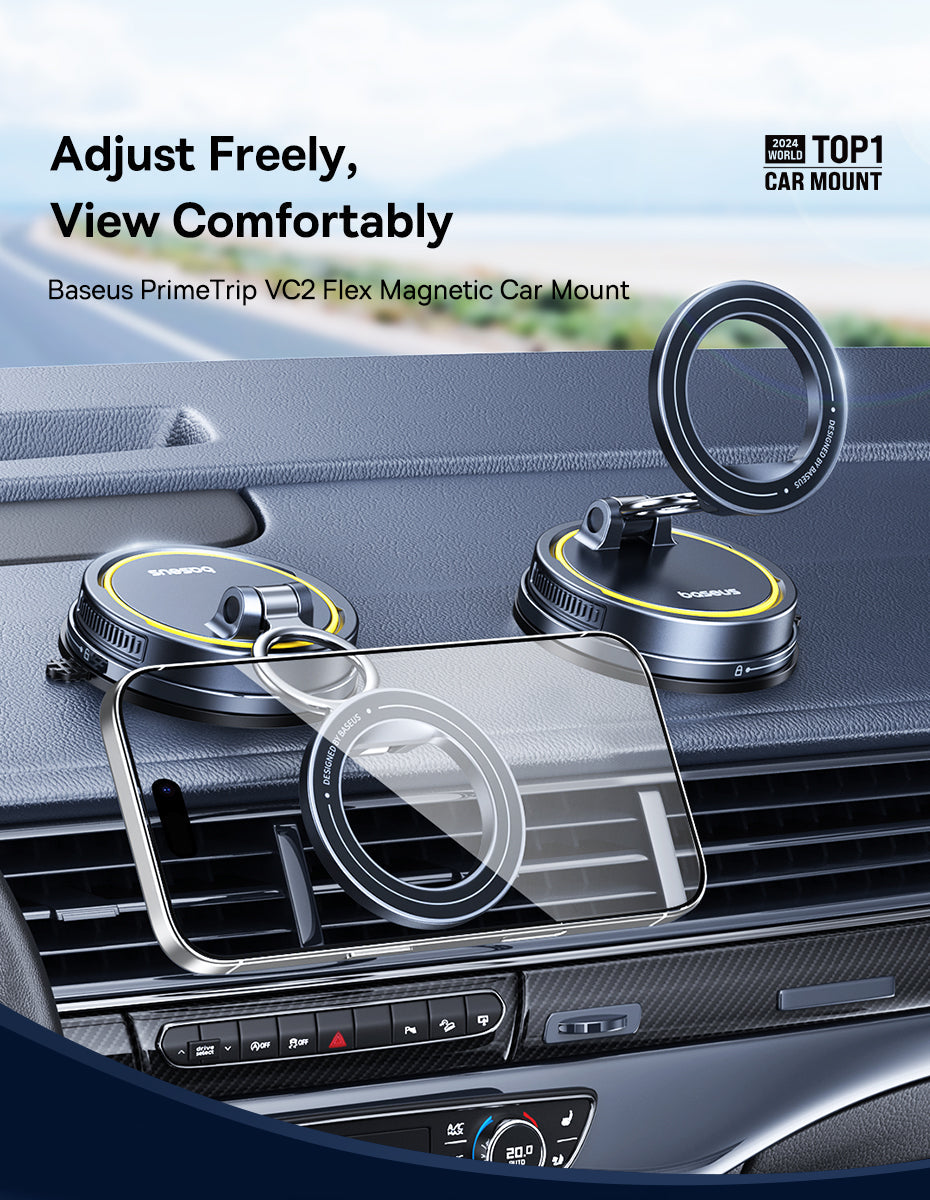 Baseus PrimeTrip VC2 Flex Magnetic Car Mount Suction Cup Version - Cosmic Black