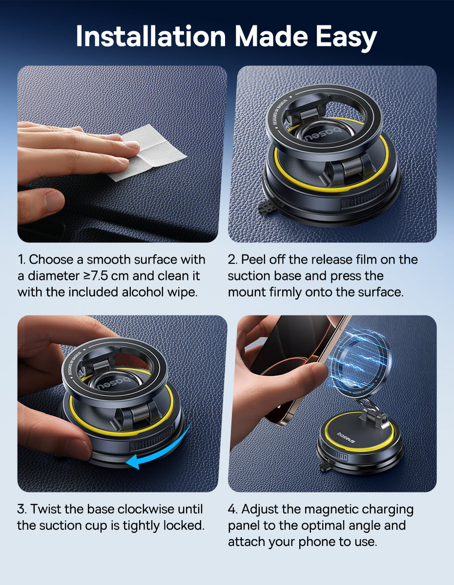 Baseus PrimeTrip VC2 Flex Magnetic Car Mount Suction Cup Version - Cosmic Black
