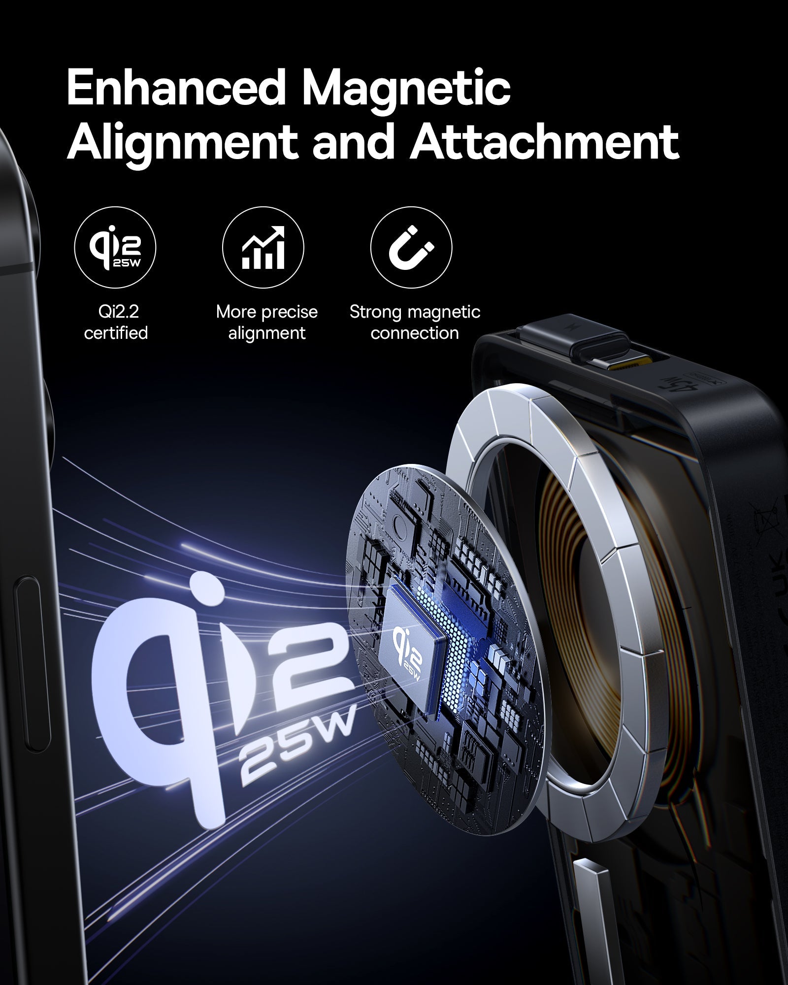 Baseus PicoGo AM61 Qi2.2 Magnetic Power Bank with Built-in Cable 10000mAh 45W - Cosmic Black