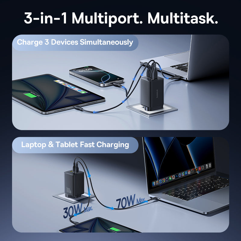 Baseus EnerFill FE11 Fast Charger 2C+U 100W - Cosmic Black