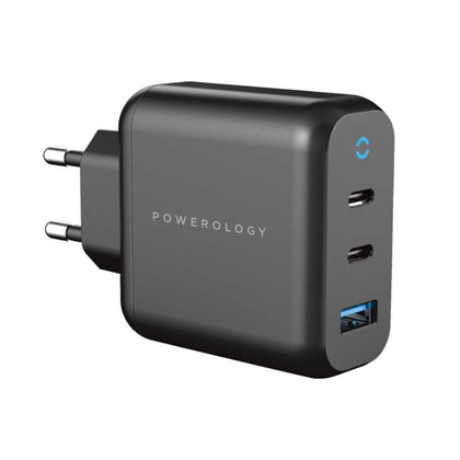 Powerology - 3-Output 65W PD GaN Charger with Quick Charge USB-A (EU)