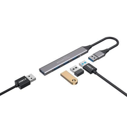 Porodo - Blue 4 in1 USB-A Hub to 1 x USB-A 3.0 5Gbps and 3 x USB-A 2.0 480Mbps