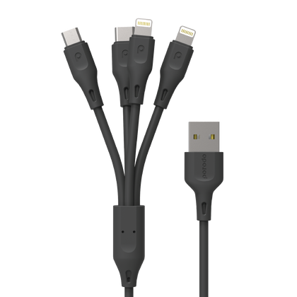 Porodo - 4in1 USB Cable Lightning /Type-C/Micro Durable Fast Charge and Data Cable (1.2m/4ft)