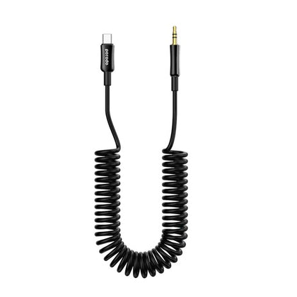 Porodo 3.5MM Type-C AUX Coiled Audio Cable Convenient Tangle-Free Design 1.2m/4ft