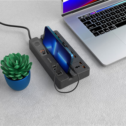 Porodo Multi-Function Socket With Phone Stand and Digital Timer 3M