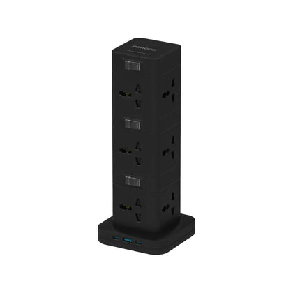 Porodo  Three-Story 12AC Power Hub  With USB-C PD & Quick Charge 3.0