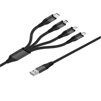 Porodo 4in1 Aluminum Braided Fast Charge Cable (1.2m/4ft)