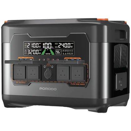 Porodo 2400W Forcebase Portable Power Station - Black/Orange