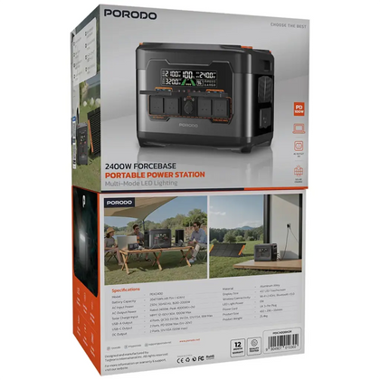 Porodo 2400W Forcebase Portable Power Station - Black/Orange
